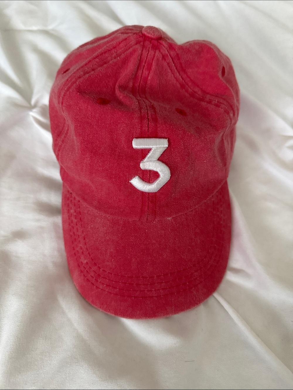 Chance the Rapper Red Baseball Cap with White '3' Embroidery